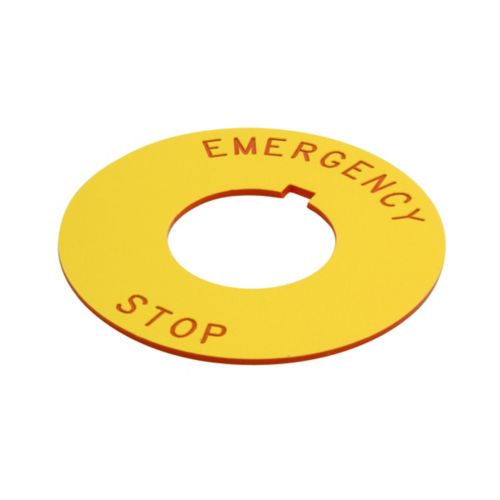 EATON 10250T LGND PLATE “EMERGENCY STOP” 70MM PLASTIC ROUND