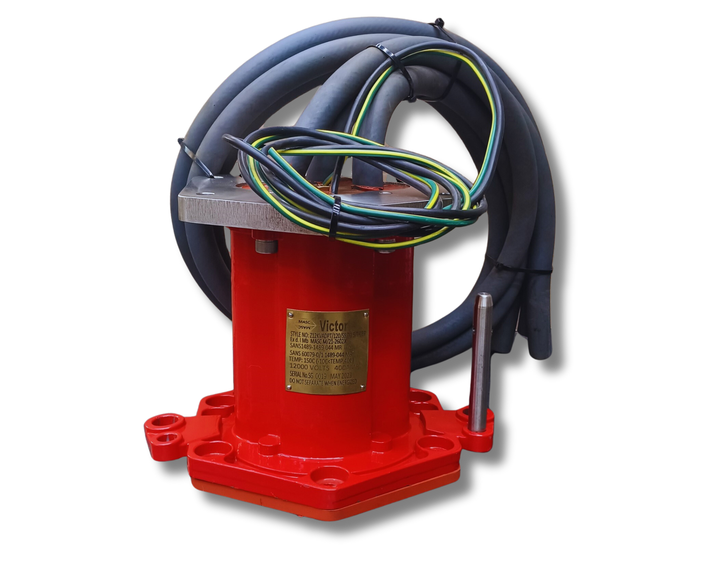 VICTOR PLUGS AND SOCKETS 12kV Stainless Steel Adaptor c/w Resin & 1.2m Tails 70mm2