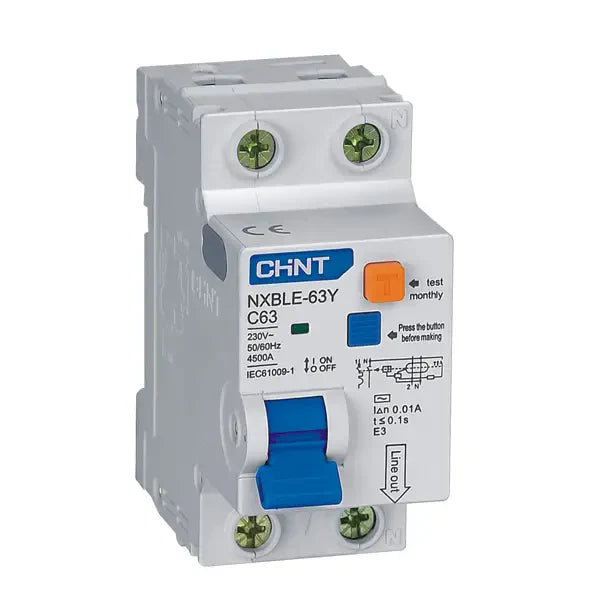 Chint 4.5kA 1P+N 63A Earth Leakage 30mA NXBLE-63Y-1P+N-63