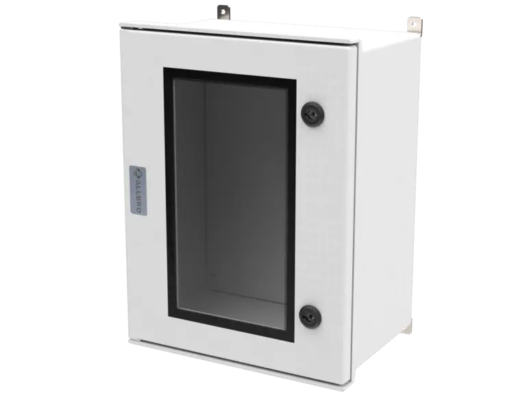 ALLBROX 4 WITH CLEAR DOOR PC ABOVE BOXES INCLUDE: SMC DEVICE PLATE, S/S HINGES, WALL BRACKETS, LOCKING MECHANISM & PANEL KEY