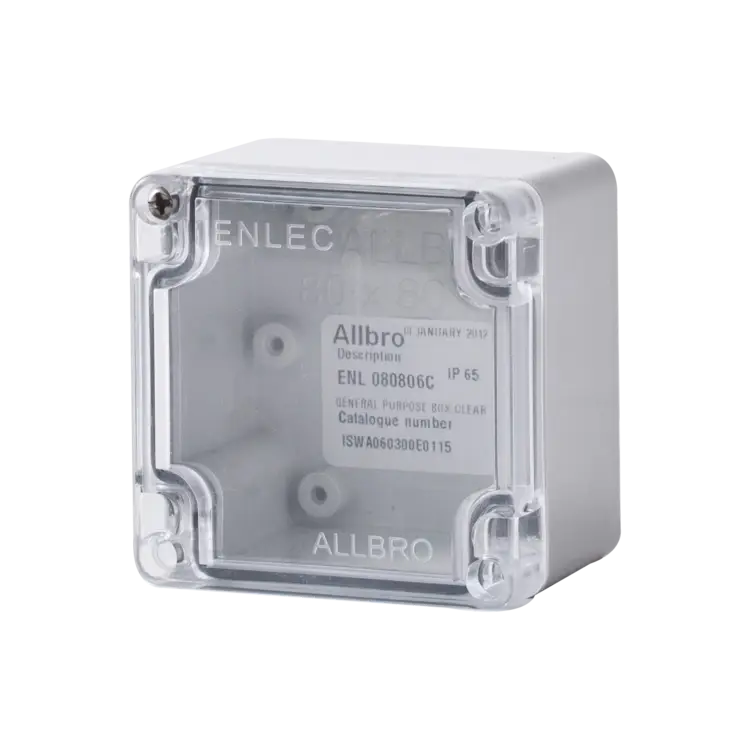 ALLBRO ENL080806C Grey Base + Clear Lid BOXES EXCLUDE DEVICE PLATE - SOLD SEPARATELY