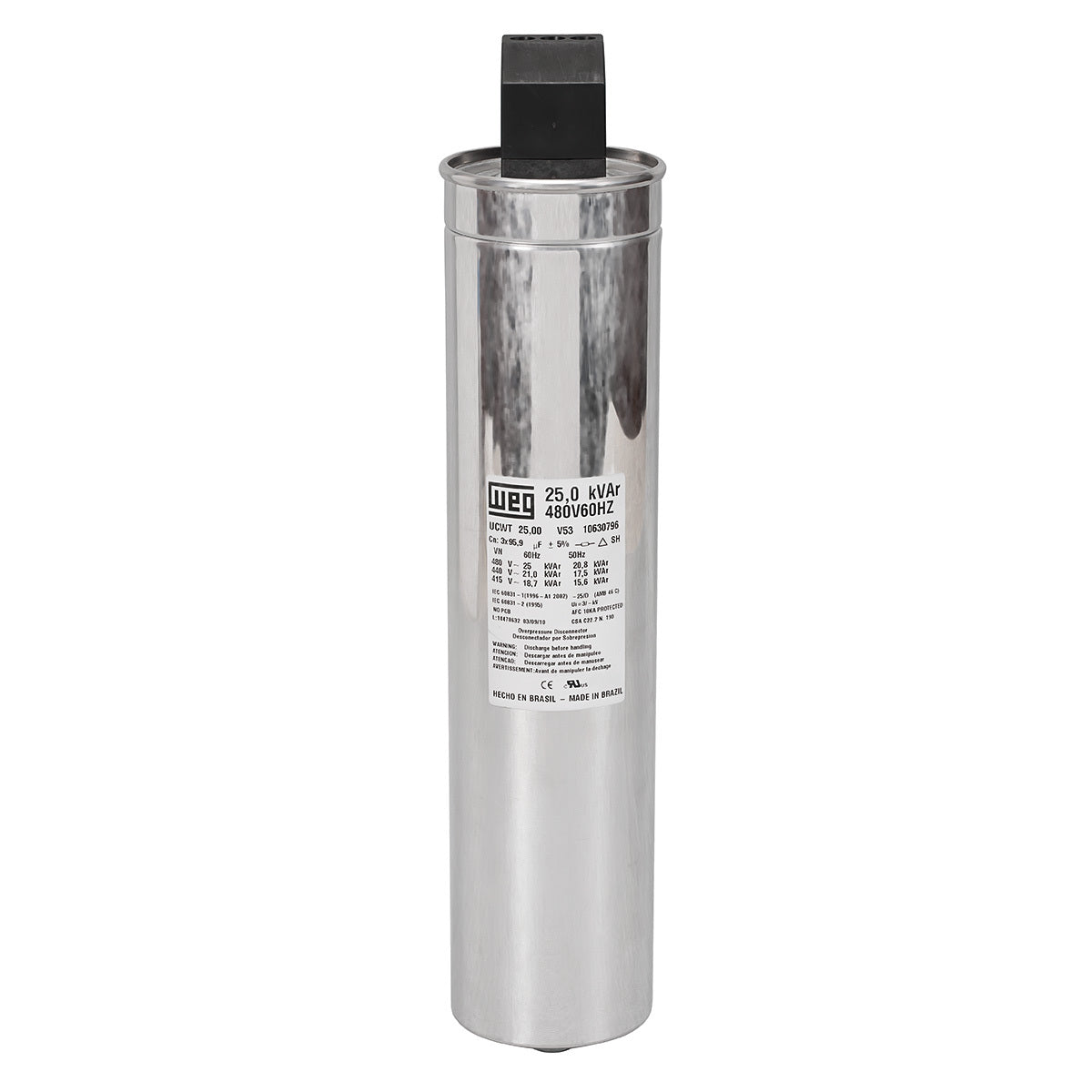 WEG CAPACITIVE UNIT UCW10V57 N14 1 PHASE CAPACITOR UNIT 535V 8.33kVAR 92.7µF 11449931