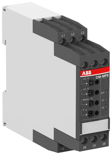 ABB CM-MPS.23P Three-phase monitoring relay 2c/o, 0,0.1-30s, L1-L2-L3-N=3x180-280VAC 1SVR740885R4300
