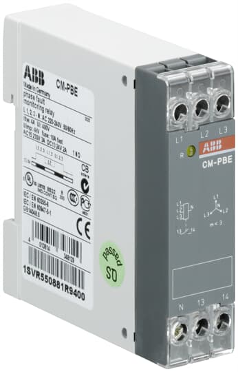 ABB CM-PBE Phase loss monitoring relay 1n/o, L1,2,3-N=220-240VAC 1SVR550881R9400