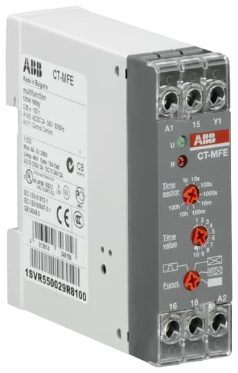 ABB CT-MFE Time relay, multifunction 1c/o, 0.05s-100h, 24-240VAC/DC 1SVR550029R8100
