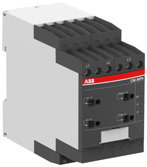 ABB CM-MPN.72S Three-phase monitoring relay 2c/o, 0,0.1-30s, L1-L2-L3=3x530-820VAC 1SVR750489R8300