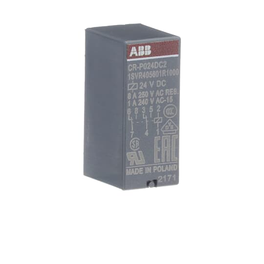 ABB CR-P024DC2 Pluggable interface relay 2c/o, A1-A2=24VDC, 250V/8A 1SVR405601R1000