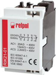 RELPOL S.A Installation contactors, RIK21-10-24, control coil voltage 24 V AC,  three-pole, mounting on 35 mm rail