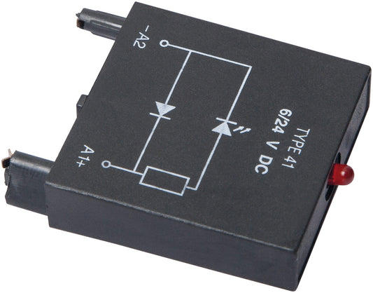 RELPOL S.A Module D (polarization N)It limits overvoltage on DC coils. Voltage 6/230 V DC. Black colour
