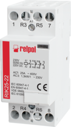 RELPOL S.A Installation contactors, RIK25-40-24, control coil voltage24 V AC/DC,  four-pole, mounting on 35 mm rail