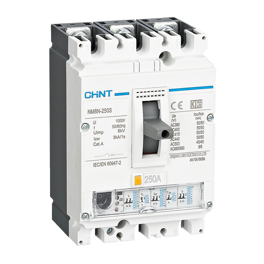 Chint 50KA 250A 3P MCCB
(Thermal/Magnetic  0.7-1In) NM8N-250S/3P-250A-TM