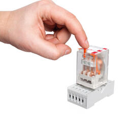 RELPOL S.A Industrial relays R15-M404-D, . Contact material: . Voltage coil  . Rated load AC1  . Mounting: . Cover protection category .