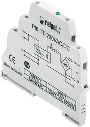 RELPOL S.A Interface relays PI6-1T-5...32VDC (gray), 1 NO, with triac output.  Voltage coil 5…32 V DC. Rated load AC1  1,2 A / 400 V AC. Mounting: mounting on 35 mm rail. Cover protection category IP 20.
