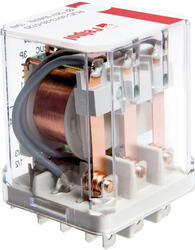 RELPOL S.A Industrial relays RUC-3013-26-1220, 3 CO. Contact material: AgSnO2. Voltage coil 220 V DC. Rated load AC1  16 A / 250 V AC. Mounting: for plug-in sockets and for flat insert connectors - faston 187 . Cover protection category .