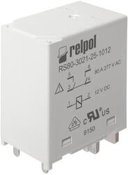 RELPOL S.A High power Relays RS80-3021-25-1024, 1 NO. Contact material: AgSnO2. Voltage coil 24 V DC. Rated load AC1  80 A / 250 V AC. Mounting: for PCB. Cover protection category IP 40.