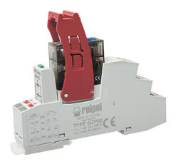 RELPOL S.A Push-in interface relay set: relay RMP84 (contacts 2 CO, AgNi, rated load 8 A, coil voltage 24 V AC 50/60 Hz), socket GZP80 (grey, Push-in), module M91G (version LV), clip GZP80-0400