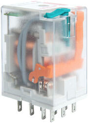 RELPOL S.A Industrial relays R3N-2013-23-1048-WTL, 3 CO. Contact material: AgNi. Voltage coil 48 V DC. Rated load AC1  10 A / 250 V AC. Mounting: for plug-in sockets. Cover protection category IP 40.