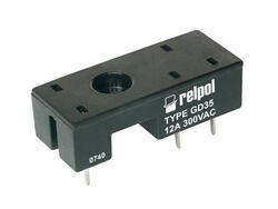 RELPOL S.A Plug-in sockets for relay RM87N, RM87N sensitive, RM92. For PCB. Dimensions 31,5 x 13 x 9 mm. One pole, 3,5 mm pinout. Rated load 12 A, 300 V AC