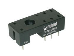 RELPOL S.A Plug-in sockets for relay RM84, RM85, RM85 inrush,  RM85 105 °C sensitive,  RM87L, RM87L sensitive,RM87P, RM87P sensitive,  RM83, RMP84, RMP85. For PCB. Black colours
