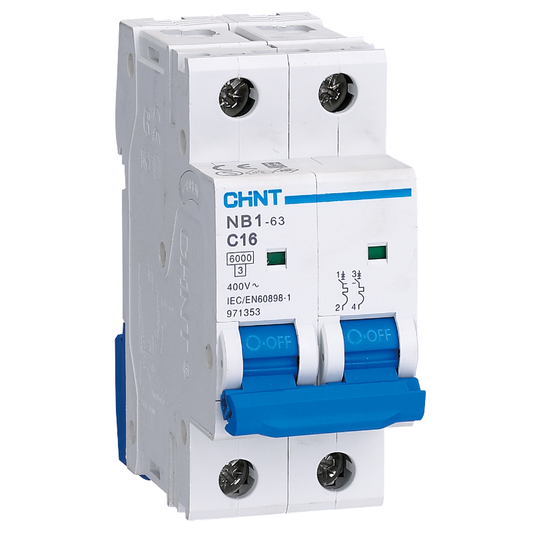 Chint 10kA 2P 32A Circuit Breaker C-Curve NB1-63H-2P-C32-10