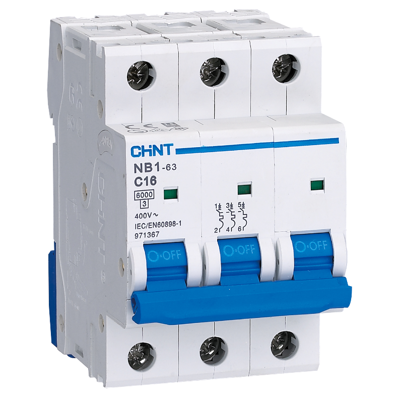 Chint 6kA 3P 63A Circuit Breaker C-Curve NB1-63-3P-C63-06