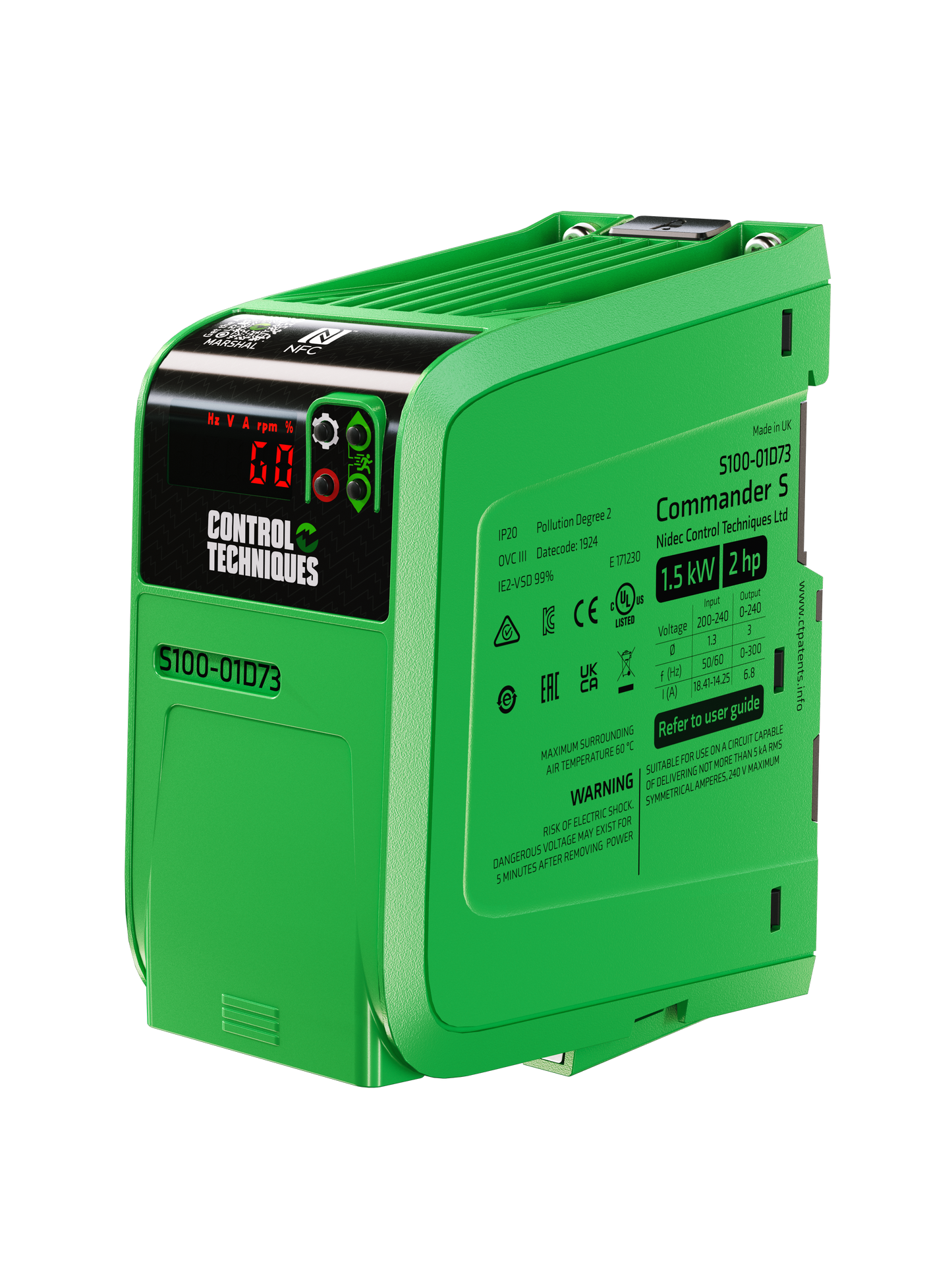 NIDEC Commander S100 3KW 3-Phase 380-480 VAC - Heavy Duty