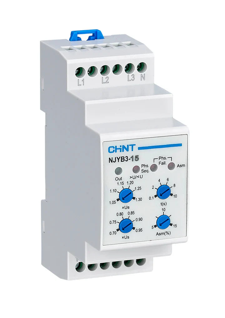 Chint Phase Failure Relay AC380V Din Rail (PF, PS, UV) NJYB3-3-AC380V
