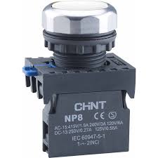 Chint Pushbutton illuminated Blue 1NO 110V-230VAC NP8-10BND/6