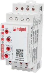 RELPOL S.A Time relay RPC-4ME-UNI, multifunction (relay perform 10 functions), cover - modular, width 35 mm, four changeover contacts, contact material AgSnO2, rated input voltage 12...240 V AC/DC AC: 50/60 Hz