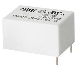 RELPOL S.A Miniature relays RM40-2211-85-1048, 1 CO. Contact material: AgNi/Au hard gold plating. Voltage coil 48 V DC. Rated load AC1  5 A / 250 V AC. Mounting: for PCB. Cover protection category IP 67.