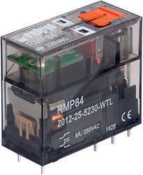 RELPOL S.A Miniature relays RMP84-2012-25-5230-WT, 2 CO. Contact material: AgNi. Voltage coil 230 V AC. Rated load AC1  8 A / 250 V AC. Mounting: for plug-in sockets. Cover protection category IP 40.