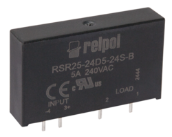 RELPOL S.A PCB SSR, load current at 5A; input 4-32VDC, output 24-530VAC, Zero-crossing, 1200Vpk;