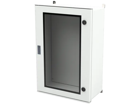 ALLBROX 6.5-L WITH CLEAR DOOR ABOVE BOXES INCLUDE: SMC DEVICE PLATE, S/S HINGES, WALL BRACKETS, LOCKING MECHANISM & PANEL KEY