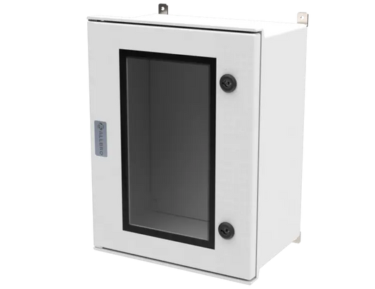 ALLBROX 4 WITH CLEAR DOOR PC ABOVE BOXES INCLUDE: SMC DEVICE PLATE, S/S HINGES, WALL BRACKETS, LOCKING MECHANISM & PANEL KEY