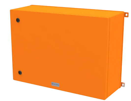 ALLBROX 6.5 ORANGE (500X700X246) LANDSCAPE INC SMC DP ABOVE BOXES INCLUDE: SMC DEVICE PLATE, S/S HINGES, WALL BRACKETS, LOCKING MECHANISM & PANEL  KEY