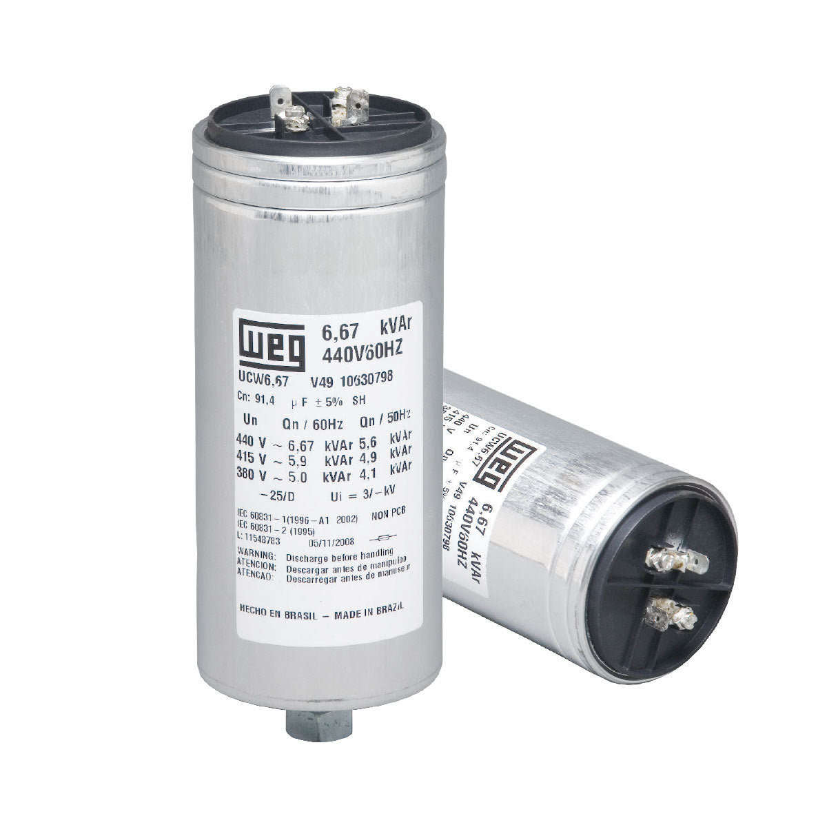 WEG CAPACITIVE UNIT UCW3.33V52 L8 1 PHASE CAPACITOR UNIT 480V 3.33kVAR 46.0ÂµF 10046053