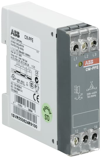 ABB CM-PFE Phase sequence monitoring relay 1c/o, L1-L2-L3=208-440VAC 1SVR550824R9100