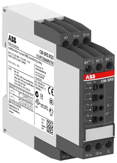 ABB CM-SRS.M1S Current monitoring relay 2c/o, B-C=3mA-1A RMS, 24-240VAC/DC 1SVR730840R0600