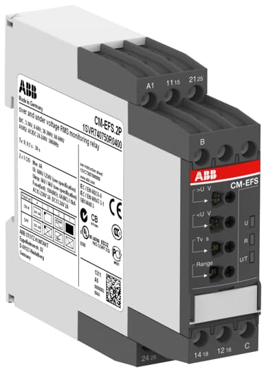 ABB CM-EFS.2S Voltage monitoring relay 2c/o, B-C=3-600VRMS, 24-240VAC/DC 1SVR730750R0400