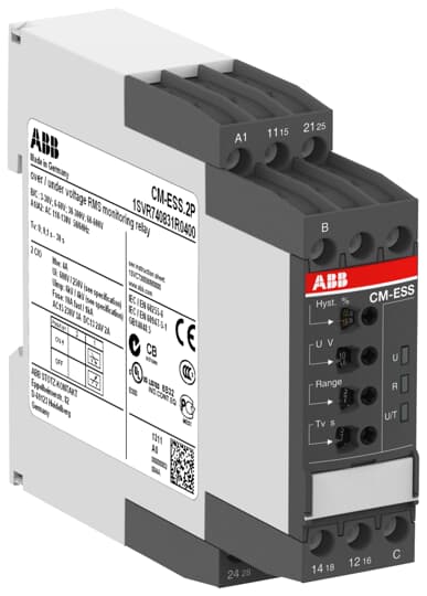 ABB CM-ESS.2P Voltage monitoring relay 2c/o, B-C=3-600VRMS, 24-240VAC/DC 1SVR740830R0400