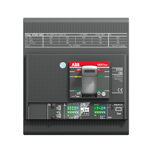 ABB Moulded Case Circuit Breaker XT2H 160 Ekip LS/I In=160A 4pFF InN=100% 1SDA067895R1