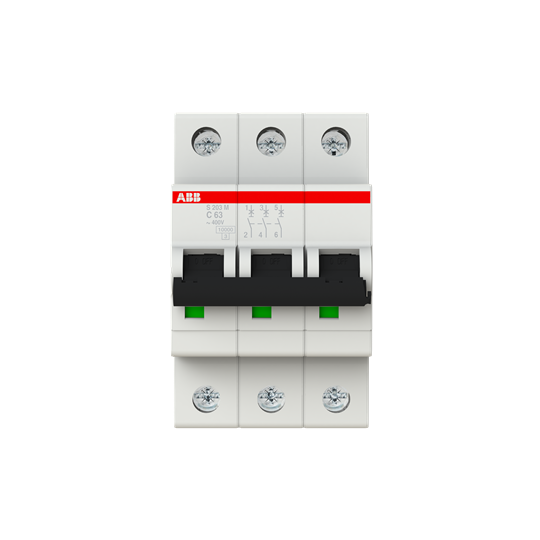 ABB S203M-C63 Miniature Circuit Breaker - 3P - C - 63 A 2CDS273001R0634