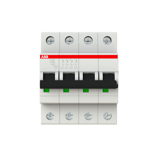ABB S204-C40 Miniature Circuit Breaker - 4P - C - 40 A 2CDS254001R0404