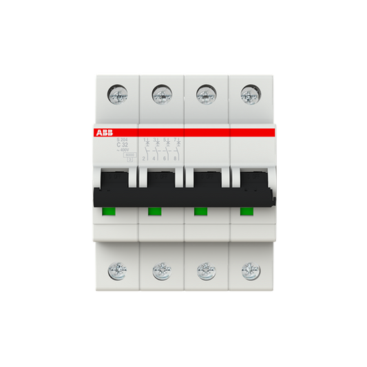 ABB S204-C32 Miniature Circuit Breaker - 4P - C - 32 A 2CDS254001R0324