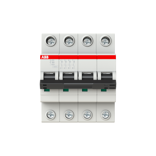 ABB S204-C80 Miniature Circuit Breaker - 4P - C - 80 A 2CDS254001R0804