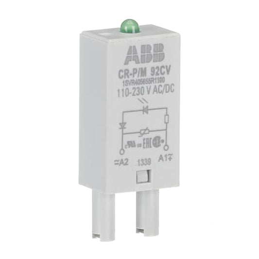 ABB CR-P/M 92CV Pluggable module varistor and LED green, 110-230VAC/110VDC 1SVR405655R1100
