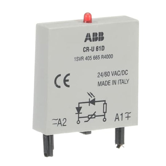 ABB CR-U 61D Pluggable module varistor and LED red, 24-60VAC/DC 1SVR405665R4000