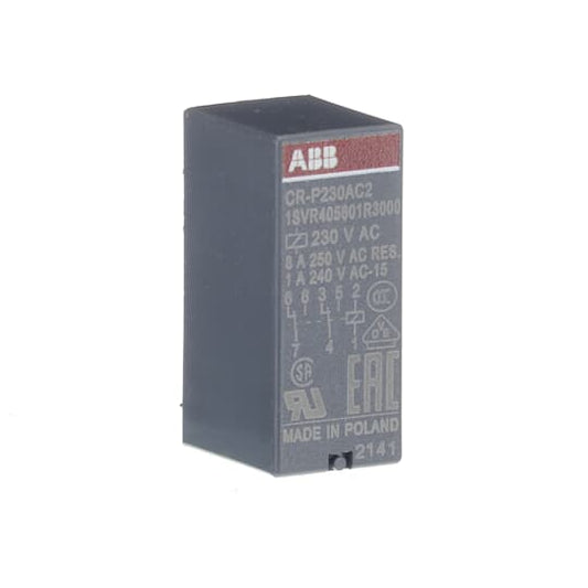 ABB CR-P230AC2 Pluggable interface relay 2c/o, A1-A2=230VAC, 250V/8A 1SVR405601R3000
