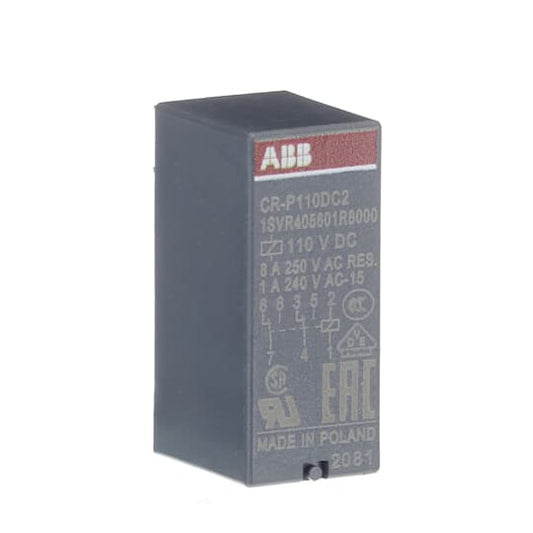 ABB CR-P110DC2 Pluggable interface relay 2c/o, A1-A2=110VDC, 250V/8A 1SVR405601R8000