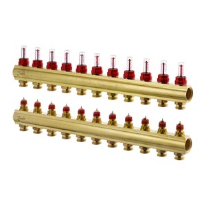 Danfoss Manifold FHF-F, Brass, Number of heating manifold connections [loops] [Max]: 11, 6 bar
